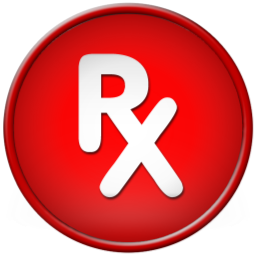 RX Pharmacy symbol round red